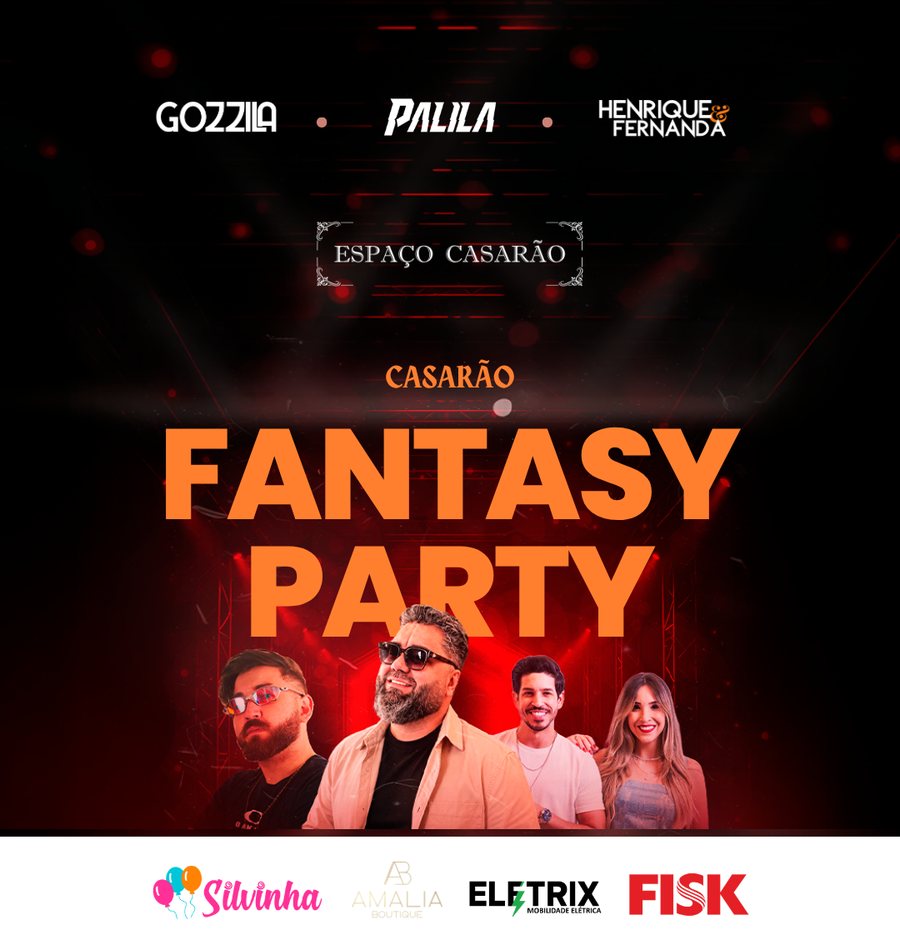 Arte oficial do Fantasy Party no Espaço Casarão